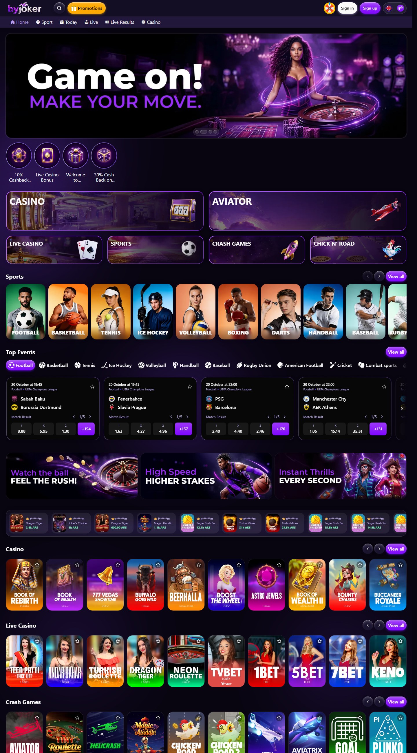 ByJoker Live Casino Interface